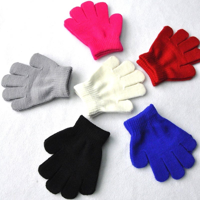 BaiX Little Kids Solid Winter Knitted Full Finger Gloves, 3-8 Years Old, White - Image 3